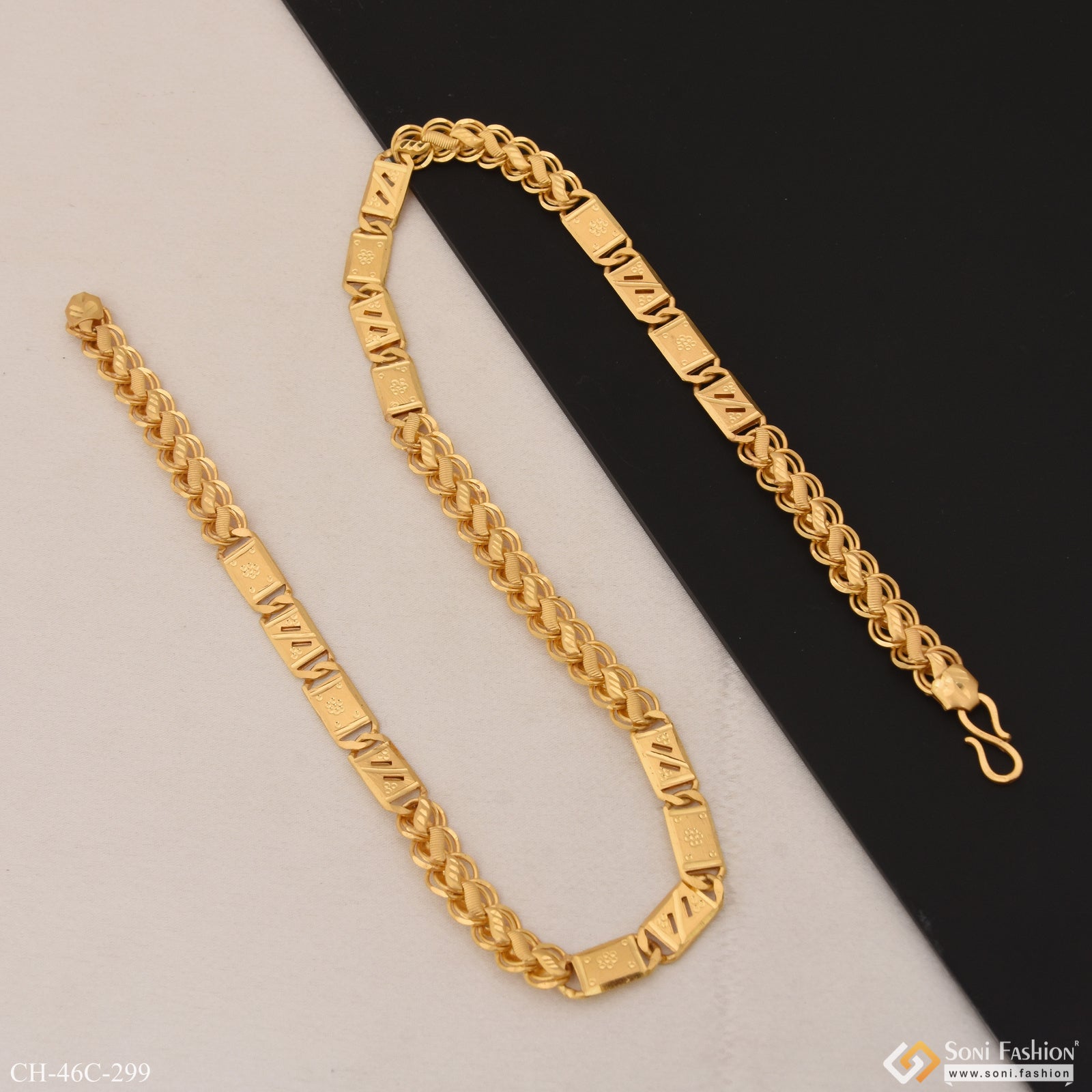 1 Gram Gold Plated 2 Line Kohli Nawabi Gorgeous Design Chain for Men - Style C299