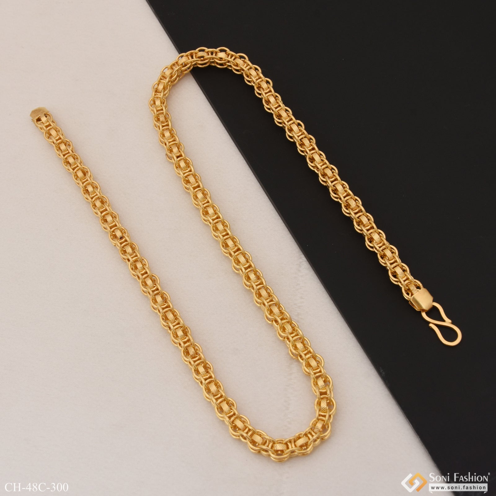 1 Gram Gold Plated Rajwadi Exquisite Design High-Quality Chain for Men - Style C300