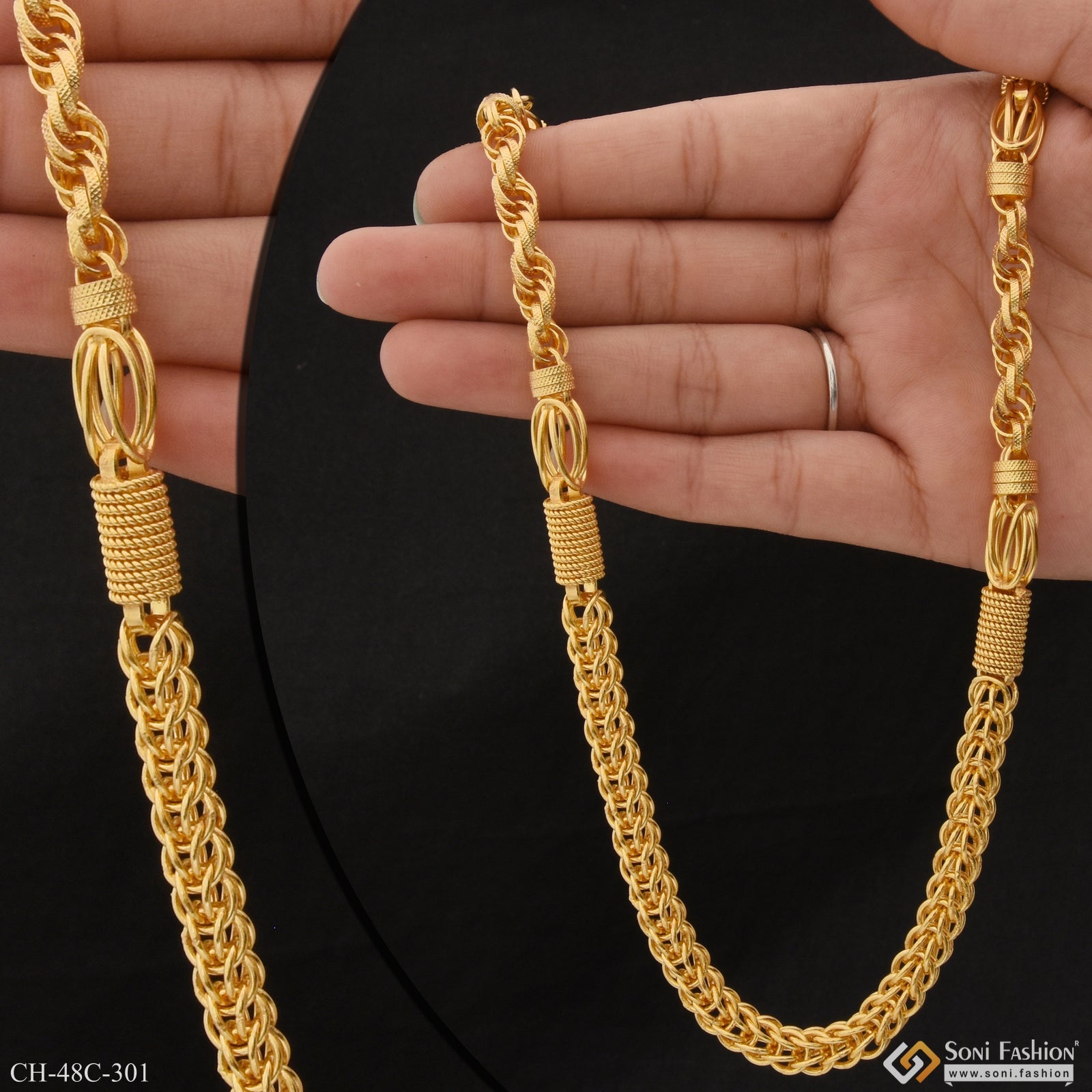 1 Gram Gold Plated Rajwadi Designer Design Best Quality Chain for Men - Style C301