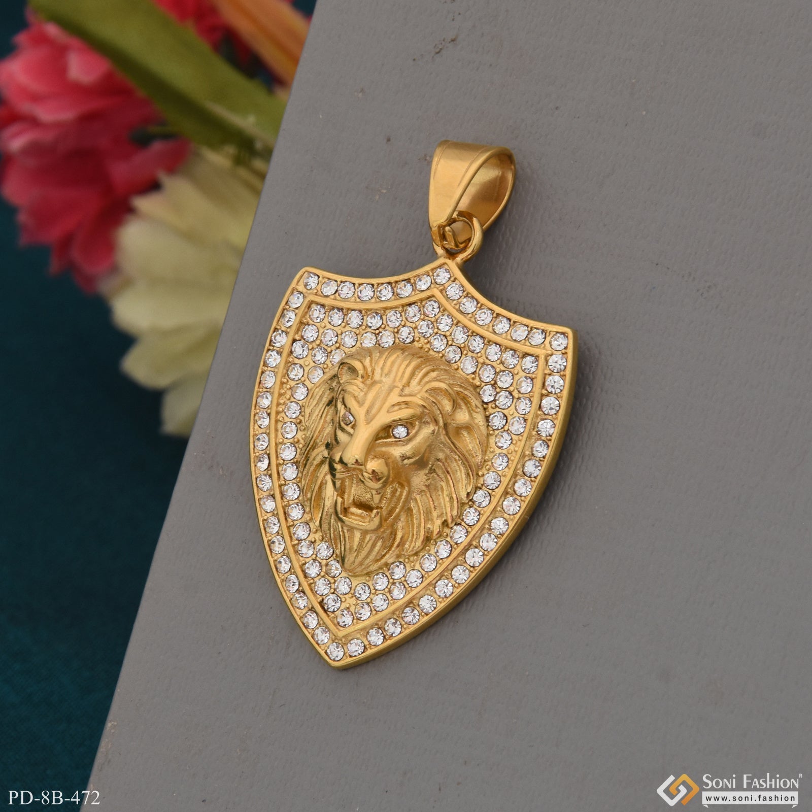 Lion with Diamond High-Quality Eye-Catching Design Pendant for Men - Style B472