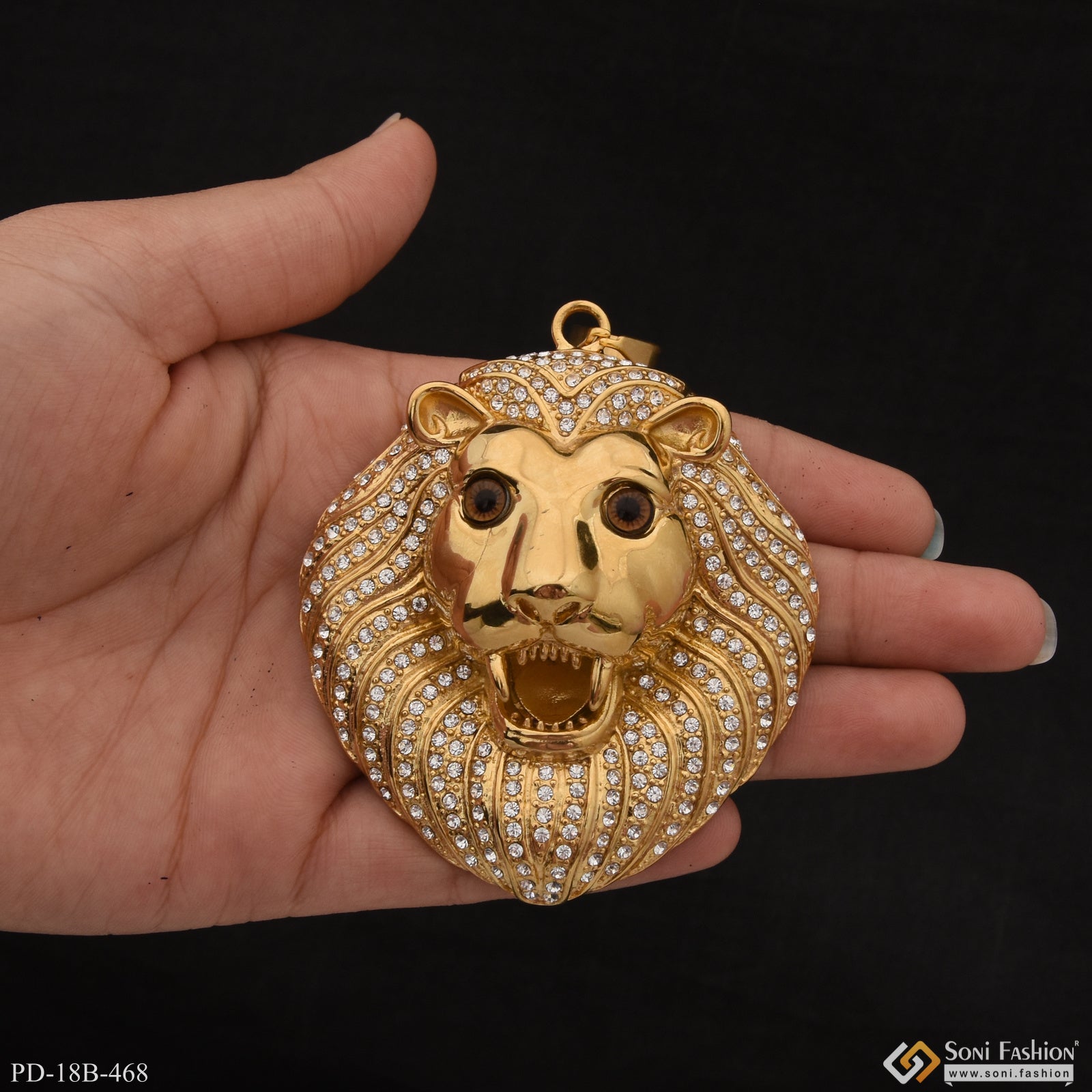 Big Lion Face with Diamond Etched Design High-Quality Pendant for Men - Style B468