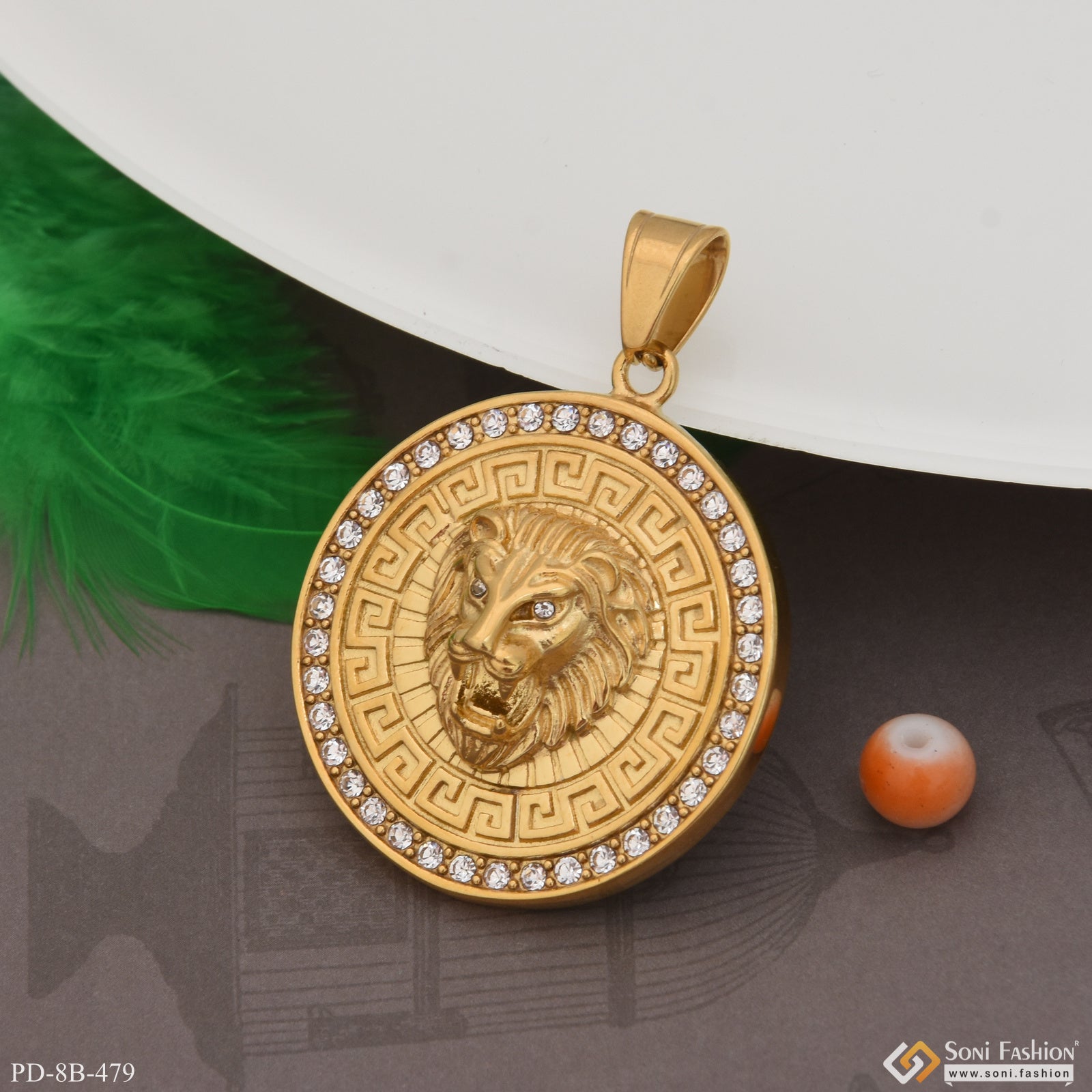Lion with Diamond Superior Quality Sparkling Design Pendant for Men - Style B479